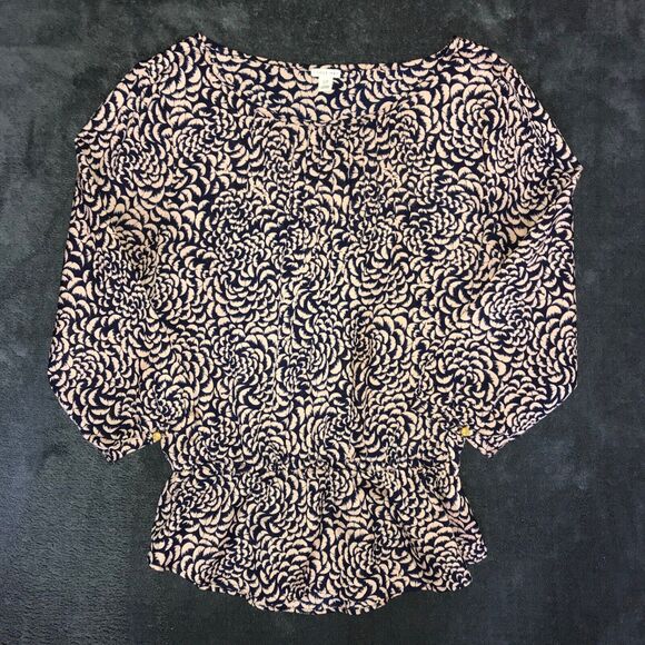 Forever 21 Women’s Size S I Love H81 Floral ¾ Length Sleeve Pleated Peplum Top - Picture 3 of 11